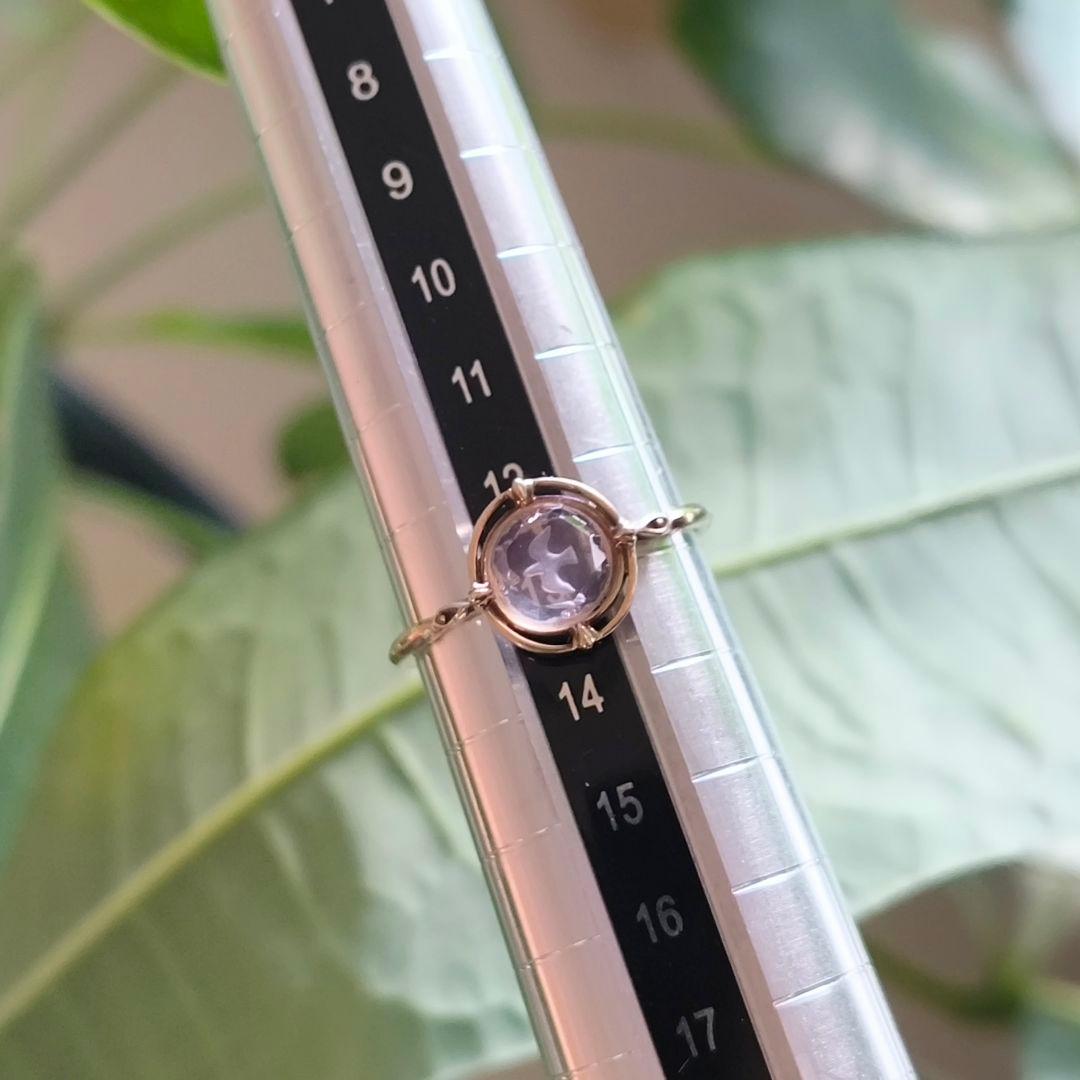 ①　リング　agete　K10 ゴールド　限定　鳥　ローズクォーツ　 13号