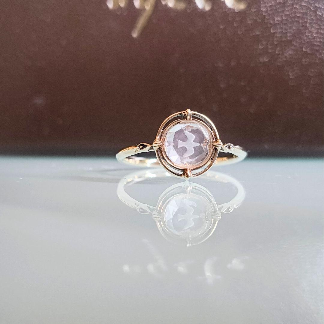 ①　リング　agete　K10 ゴールド　限定　鳥　ローズクォーツ　 13号