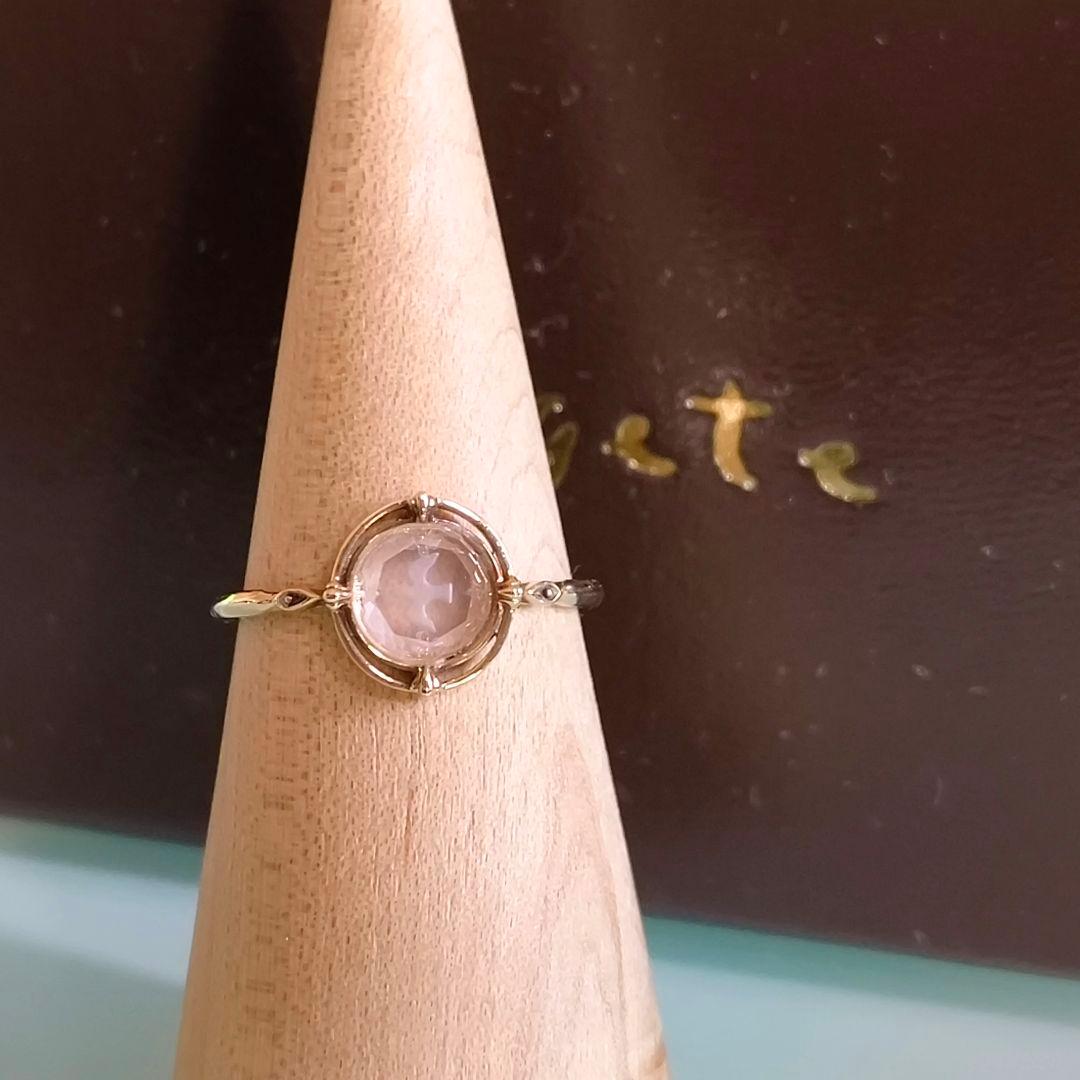 ①　リング　agete　K10 ゴールド　限定　鳥　ローズクォーツ　 13号