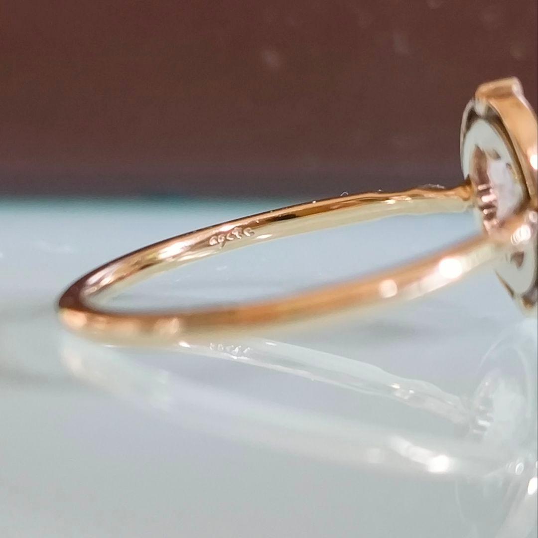 ①　リング　agete　K10 ゴールド　限定　鳥　ローズクォーツ　 13号