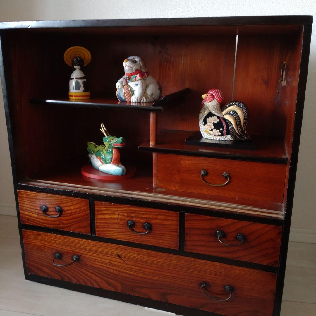 レトロ【無垢材】の漆塗り茶箪笥