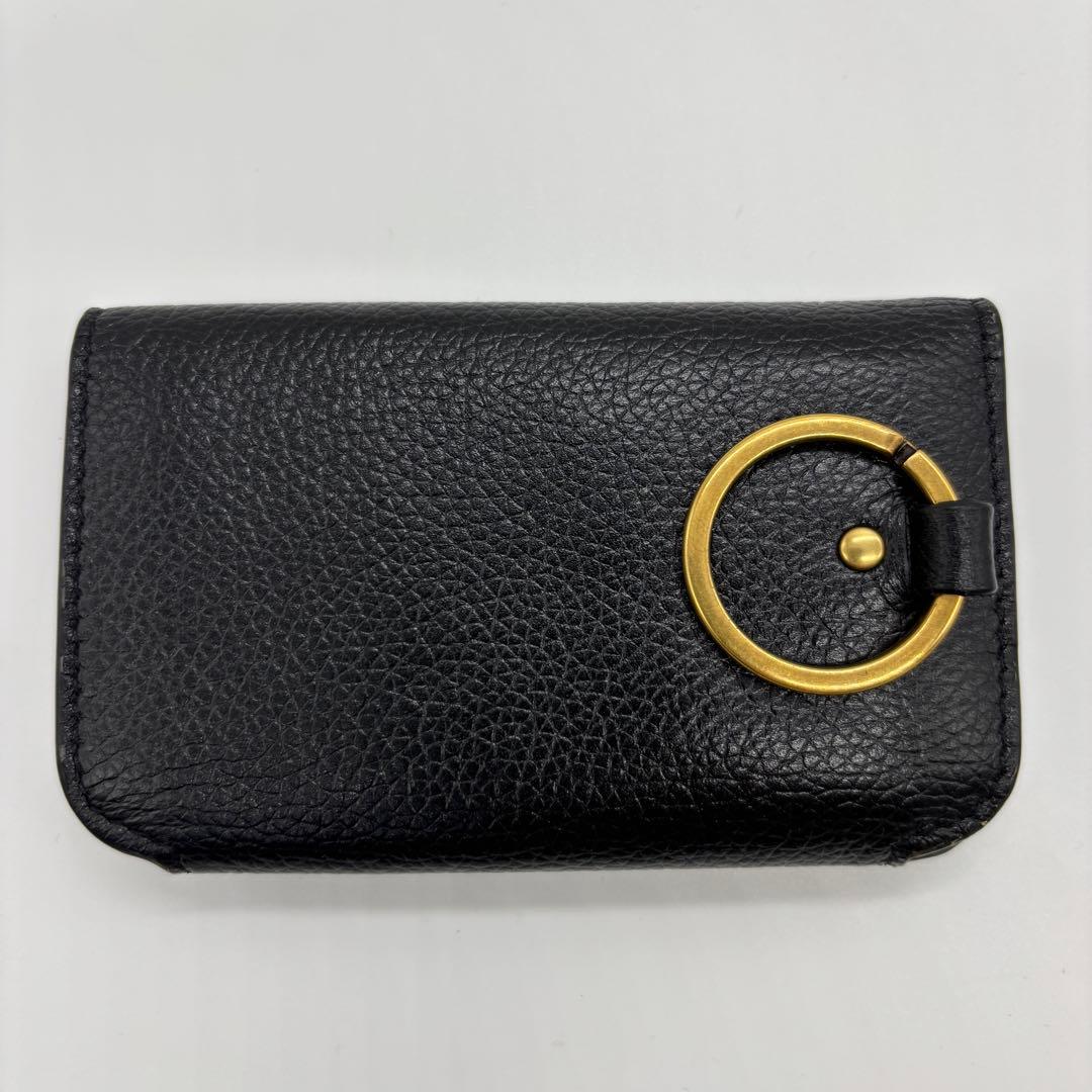 【美品】バレンシアガ キーケース 6連 エブリデイ シボ革 ロゴ 黒