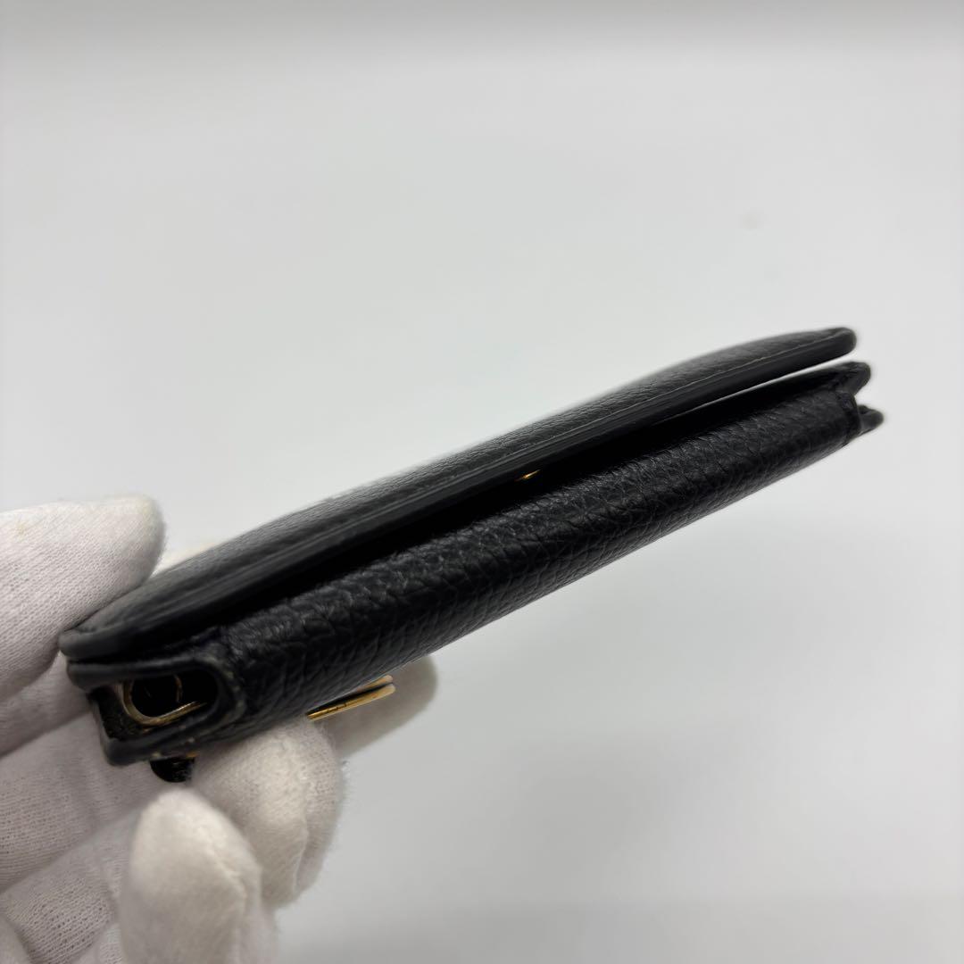 【美品】バレンシアガ キーケース 6連 エブリデイ シボ革 ロゴ 黒