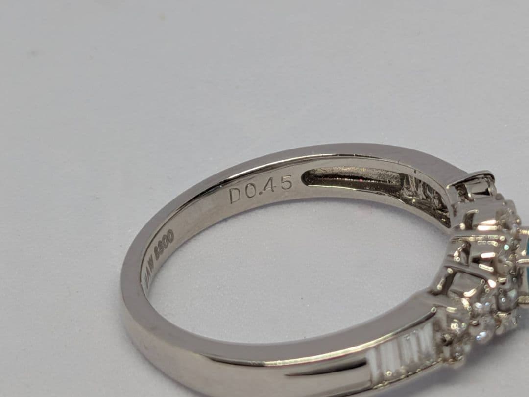 パライバトルマリン　Pt900　中央宝石研究所　プラチナ　リング