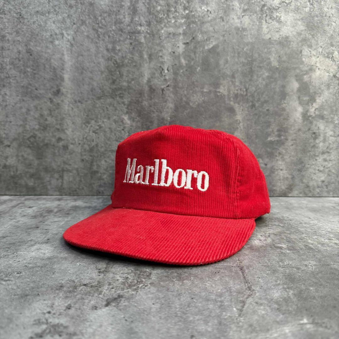 80s USA製　Marlboro コーデュロイキャップ 赤