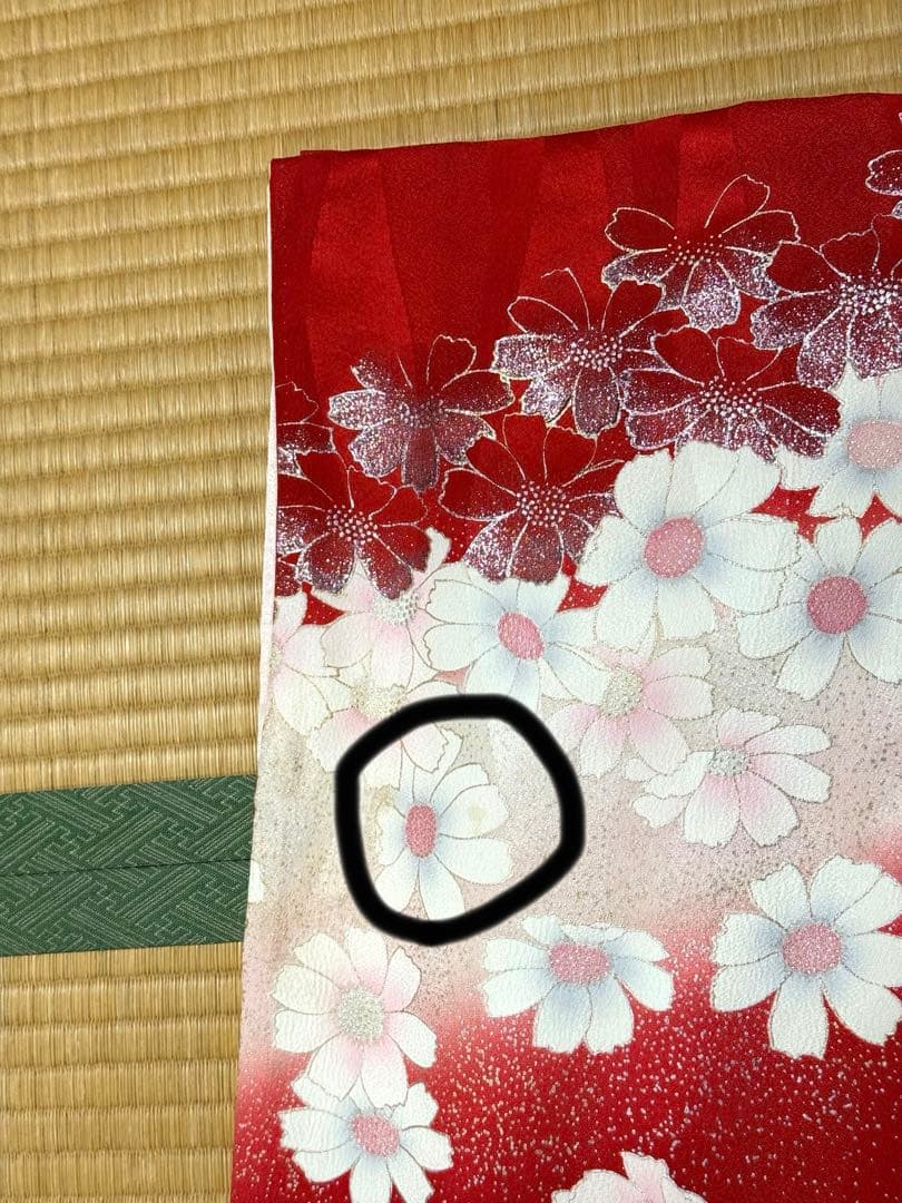 山口小夜子氏デザイン監修　振袖、長襦袢セット　赤系　花柄