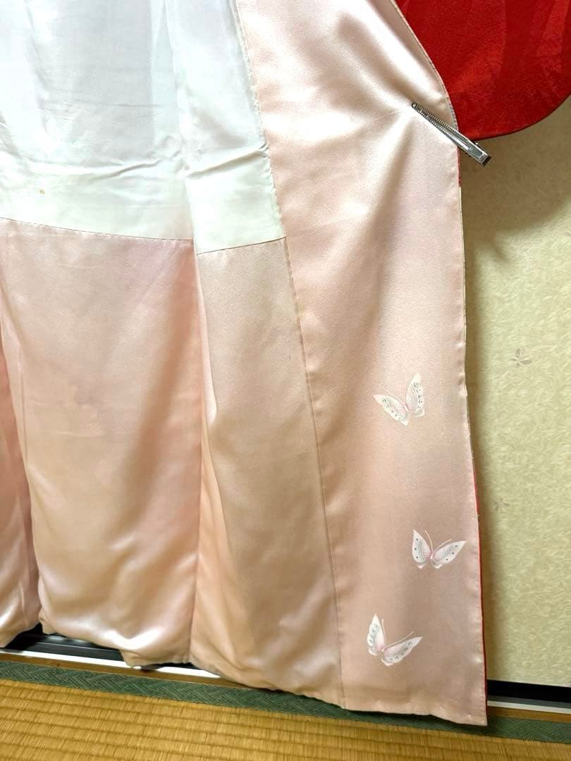 山口小夜子氏デザイン監修　振袖、長襦袢セット　赤系　花柄