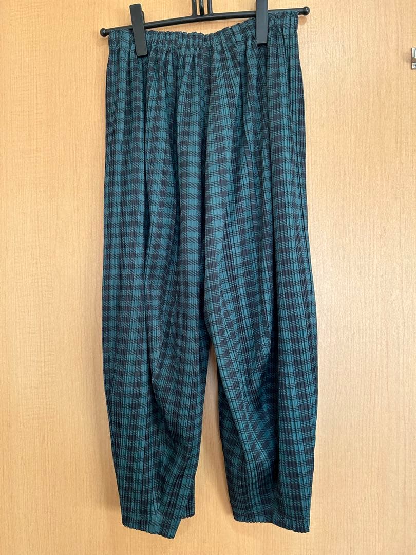 ⭐️最終価格⭐️プリーツプリーズシェファードチェックグリーンパンツ極美品❣️