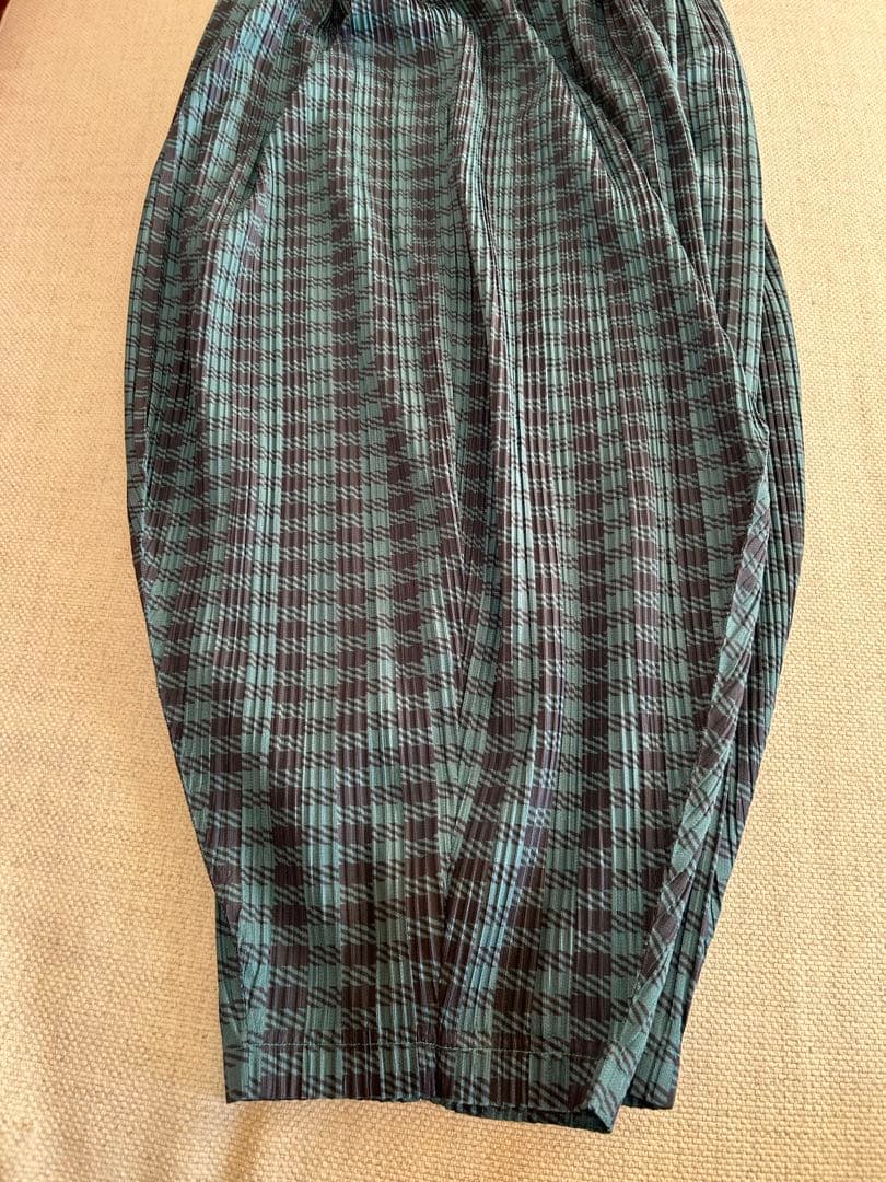⭐️最終価格⭐️プリーツプリーズシェファードチェックグリーンパンツ極美品❣️