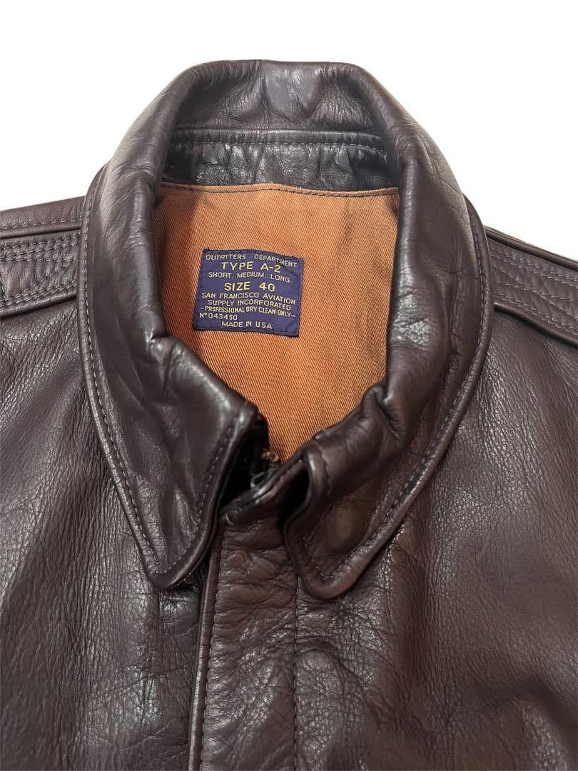 名作　MADE IN USA　A-2レザーフライトジャケット ビンテージ