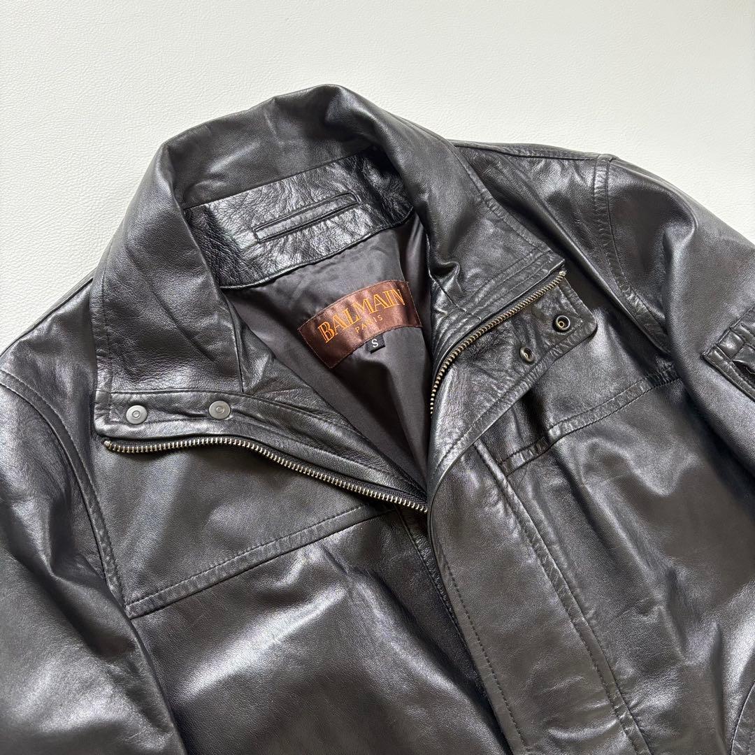 【極美品】BALMAIN PARIS ラムレザー ジャケット M ブラック