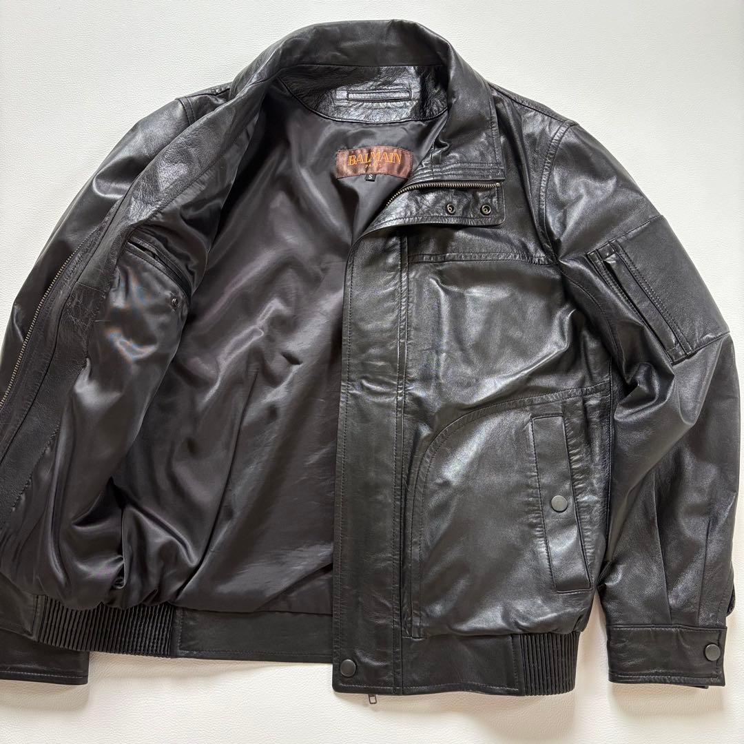 【極美品】BALMAIN PARIS ラムレザー ジャケット M ブラック