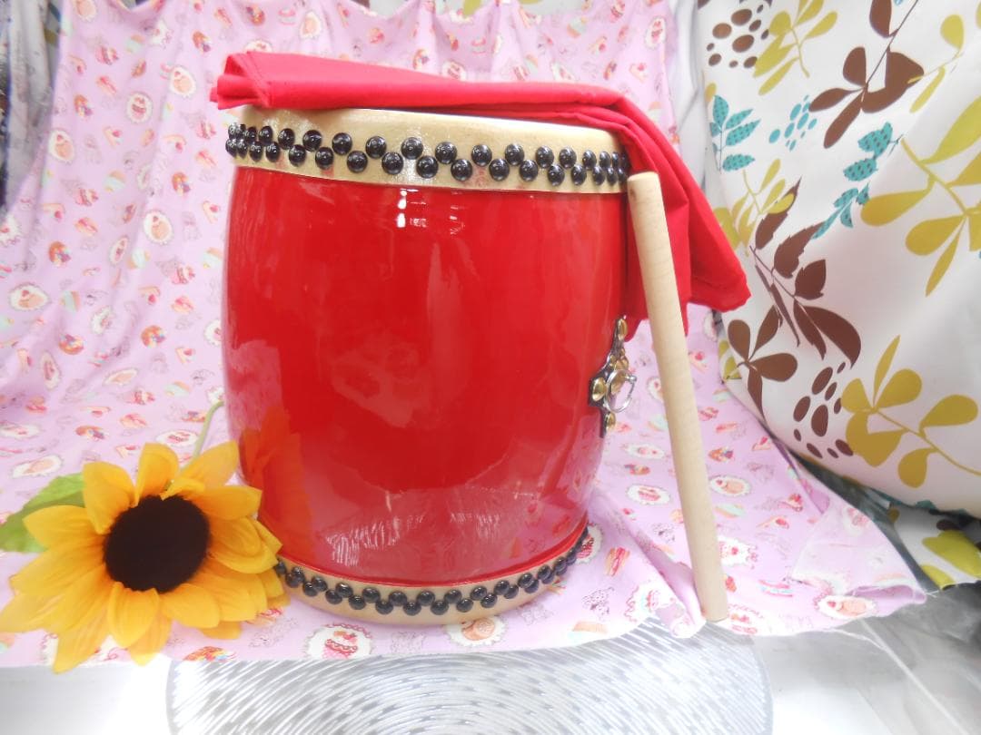 新品未使用(送料無料)13.980円　エイサー小太鼓24cm 3mのサージ付き