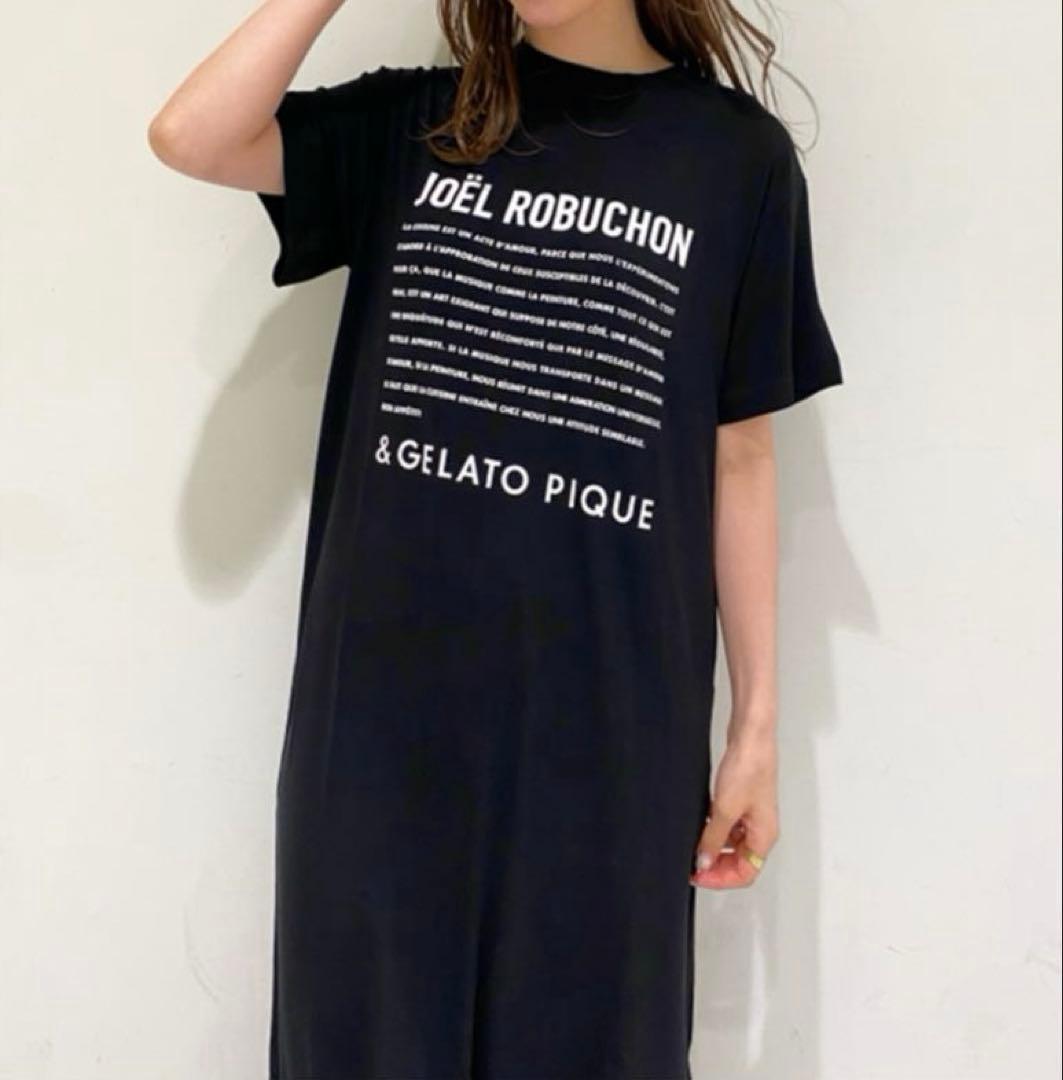 ジェラートピケ　接触冷感　ROBUCHON レーヨンロゴワンピース　ロブション