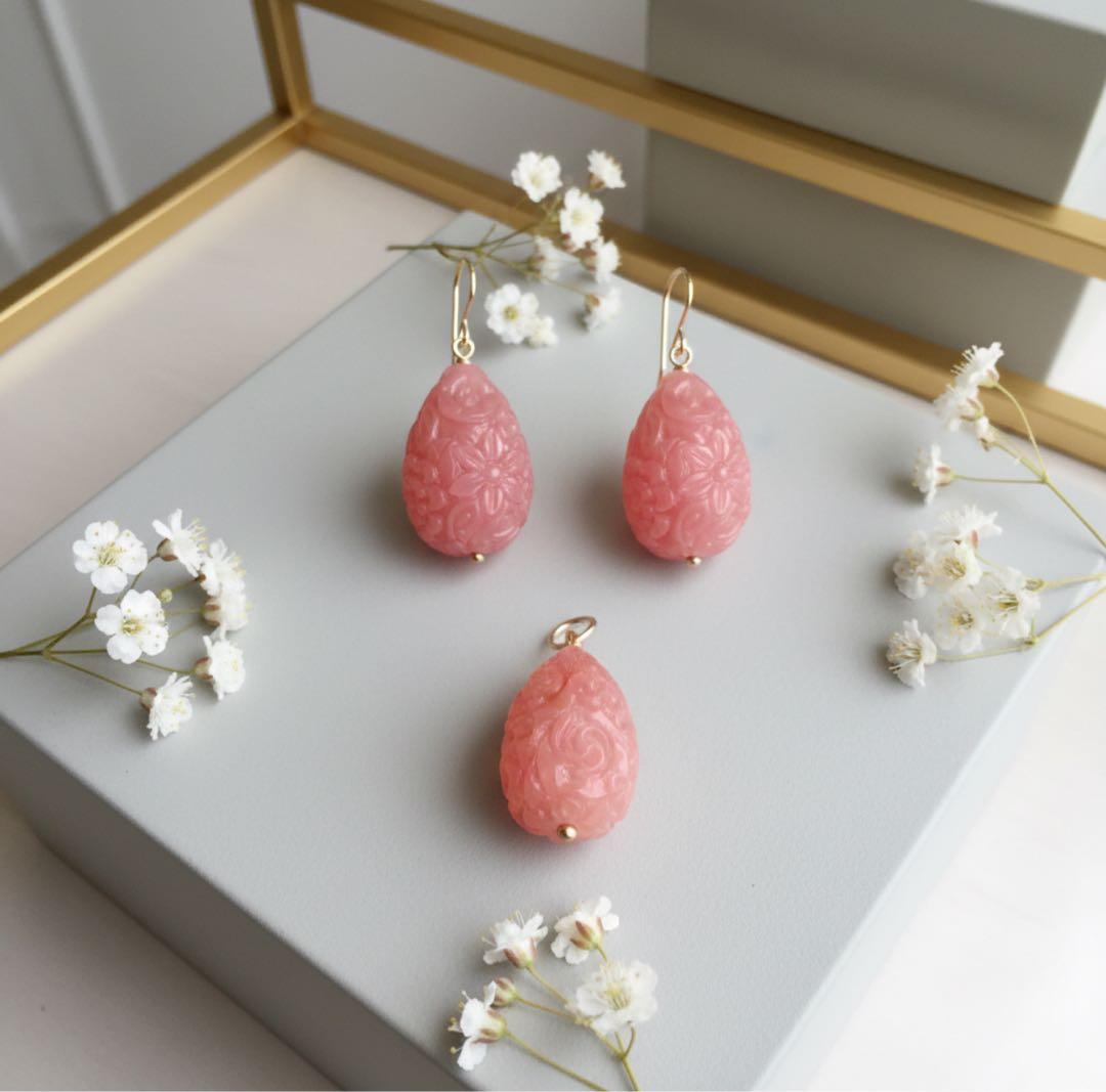 【ほぅ】＊SALE＊彫刻ドロップシェル大粒イヤリング