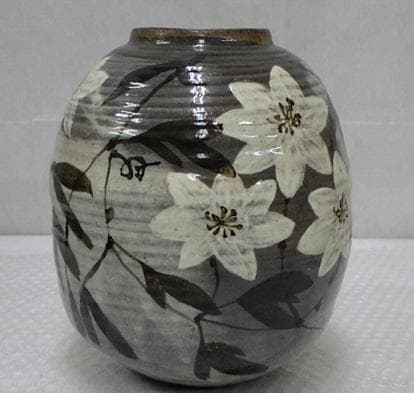 人間国宝 田村耕一 作『鉄線文 花瓶』箱無 師 富本憲吉 検索 加藤土師萌