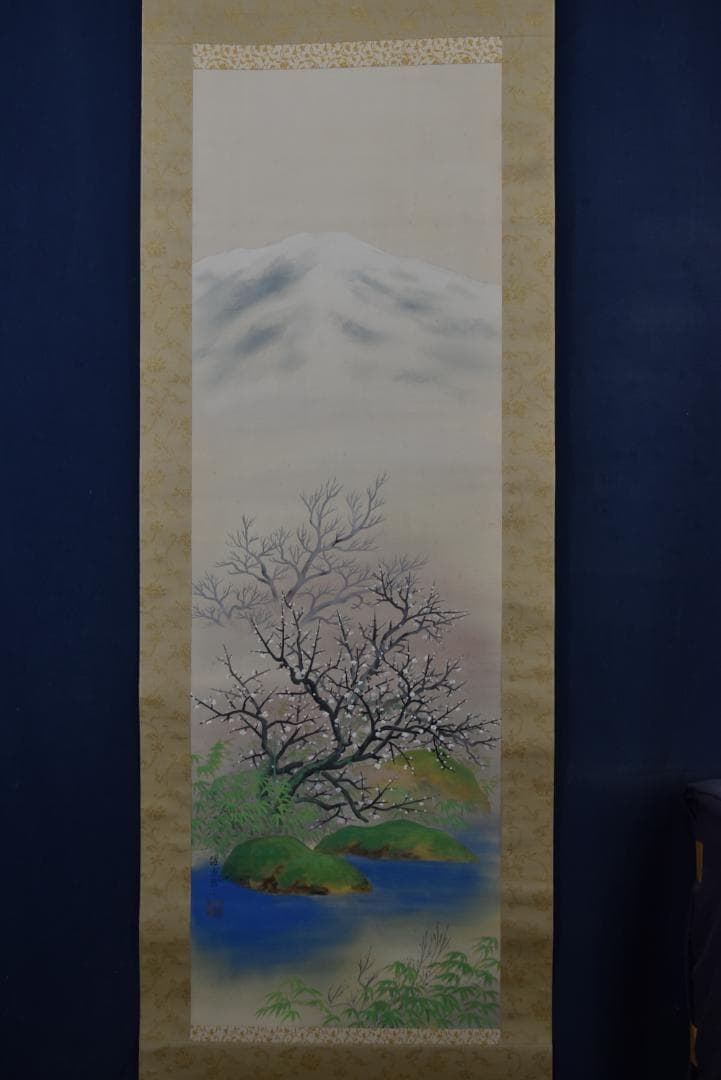 【真作】野口謙次郎/早春図/梅花新緑図/掛軸☆宝船☆Z-686