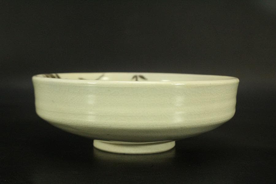 茶道具 真葛香斎造 笹絵 平茶碗 共箱(BB505)