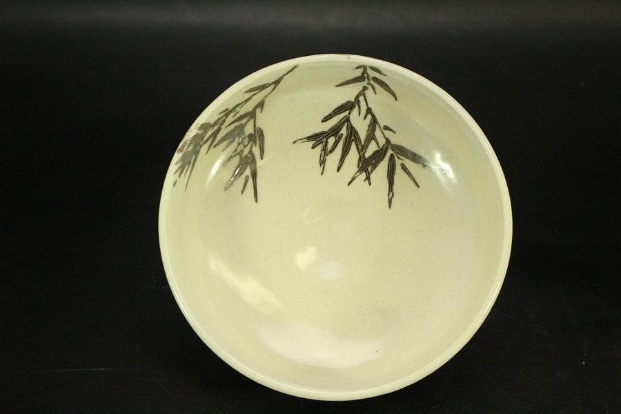 茶道具 真葛香斎造 笹絵 平茶碗 共箱(BB505)