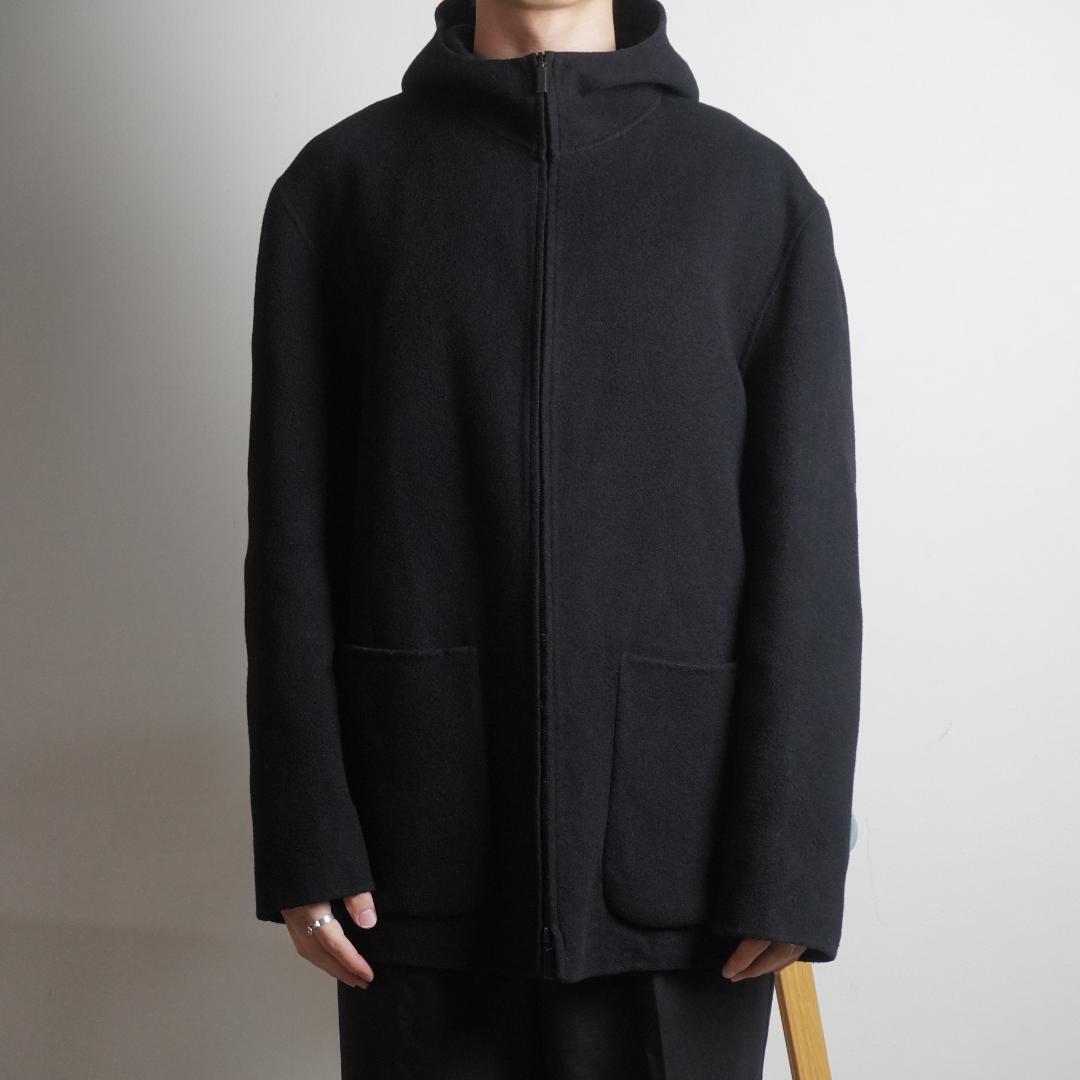 DONNA KARAN フードウールジャケット コート ブラック/CZ178