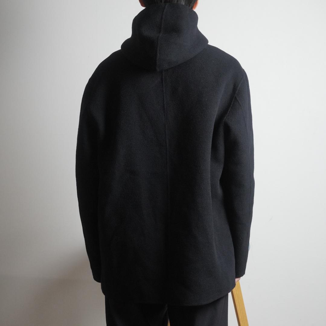 DONNA KARAN フードウールジャケット コート ブラック/CZ178