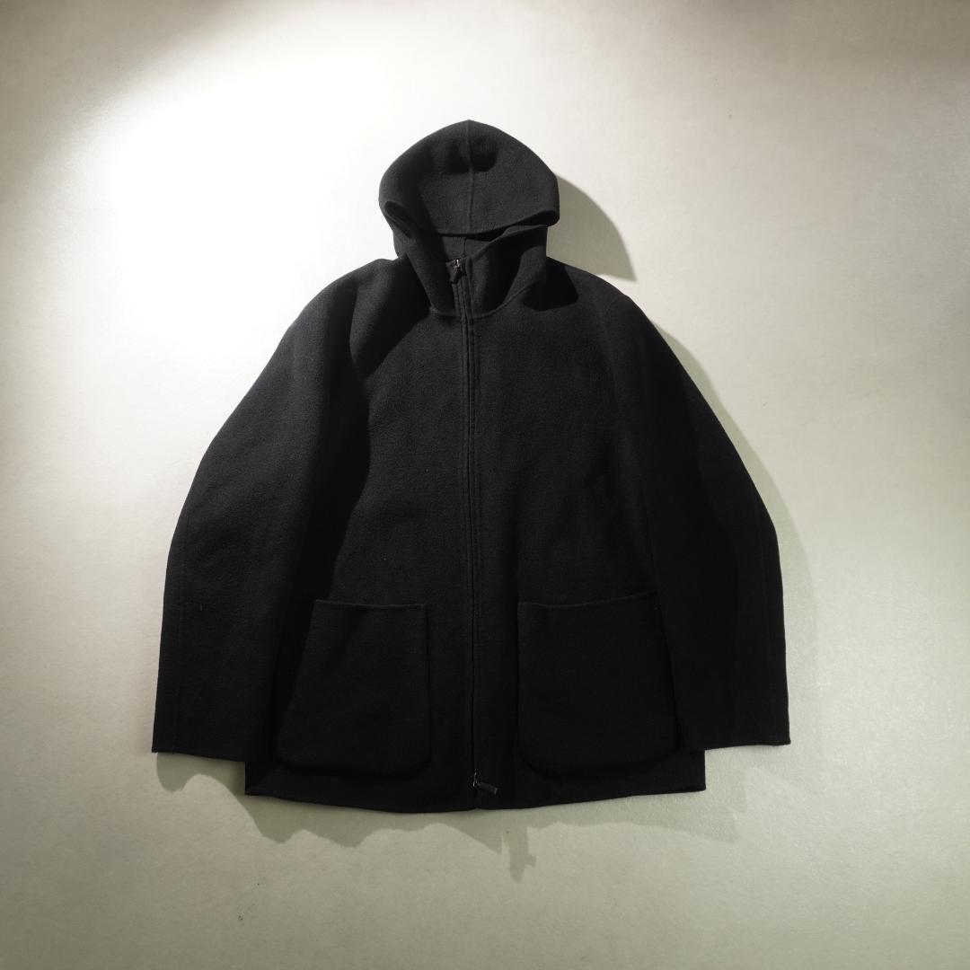 DONNA KARAN フードウールジャケット コート ブラック/CZ178