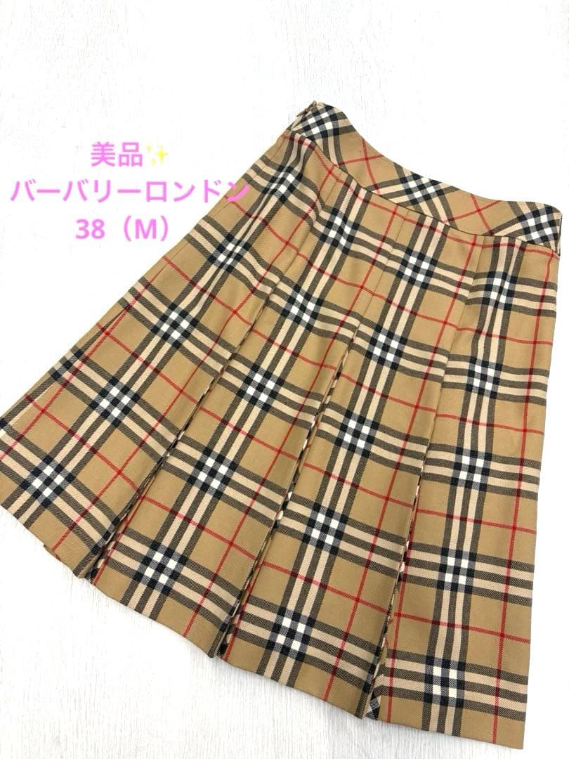 美品✨️王道✨️バーバリーロンドン プリーツスカート ノバチェック ウール M