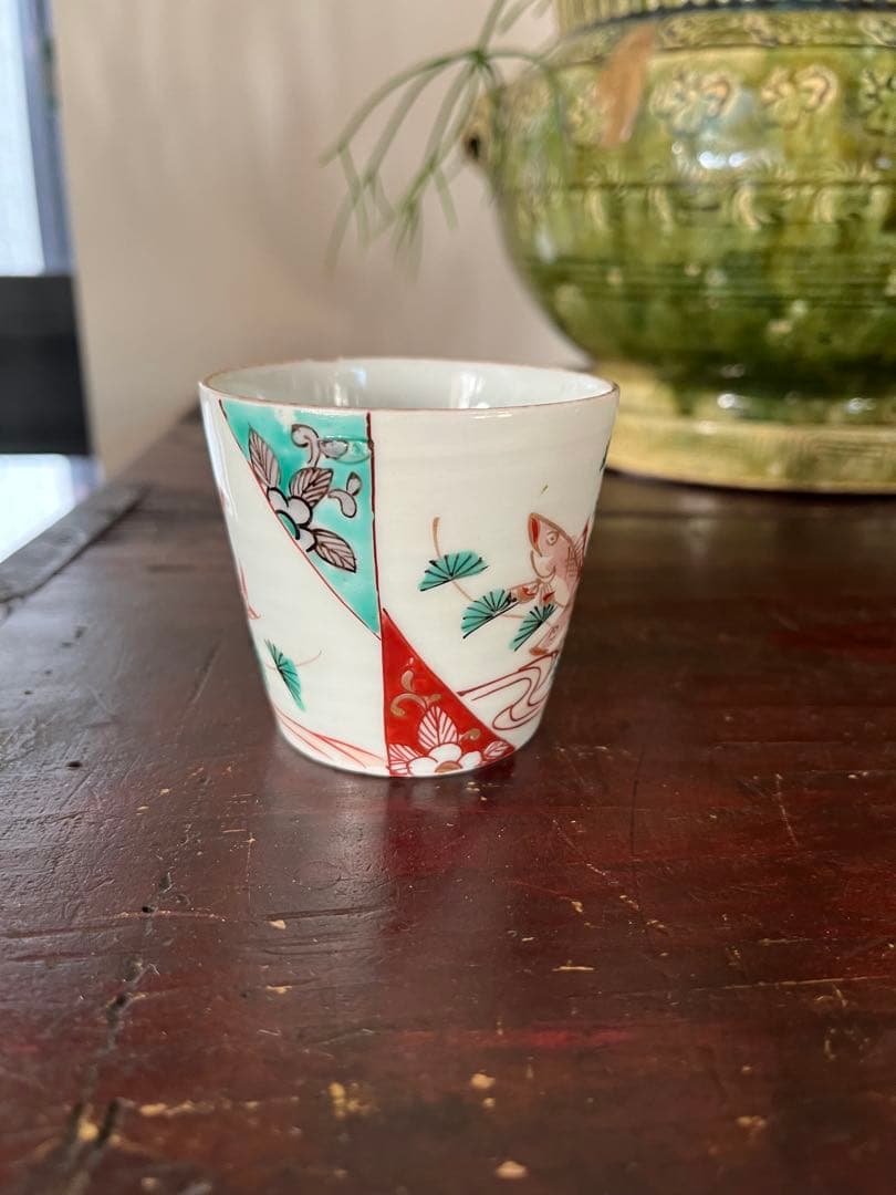 珍図　江戸中期　古伊万里　鮎水草流水そば猪口　蕎麦猪口　無傷　本掲載品　双魚