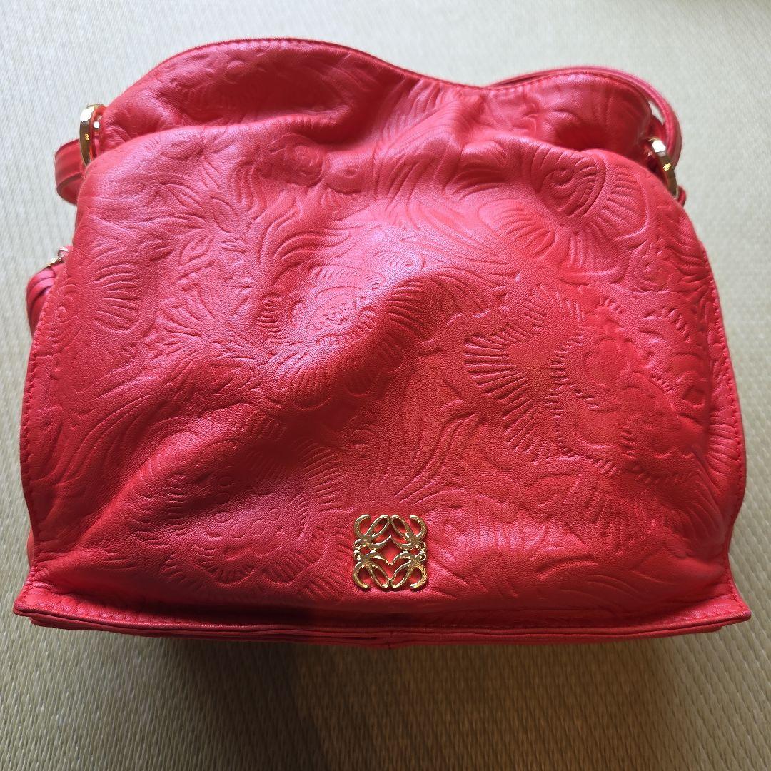 LOEWE　フラメンコ 赤 レザー ショルダーバッグ