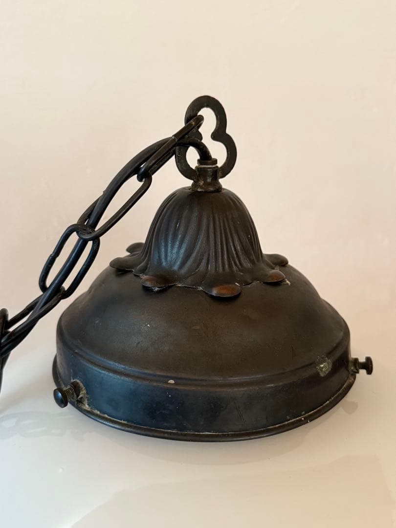 ミルクガラス ペンダントライト 時代物 乳白色 電笠 電傘 レトロ ヴィンテージ