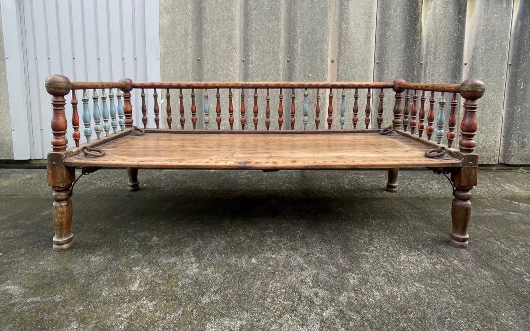 稀少/アンティーク/インド/インド家具/古材/長椅子/ベンチ/店舗什器