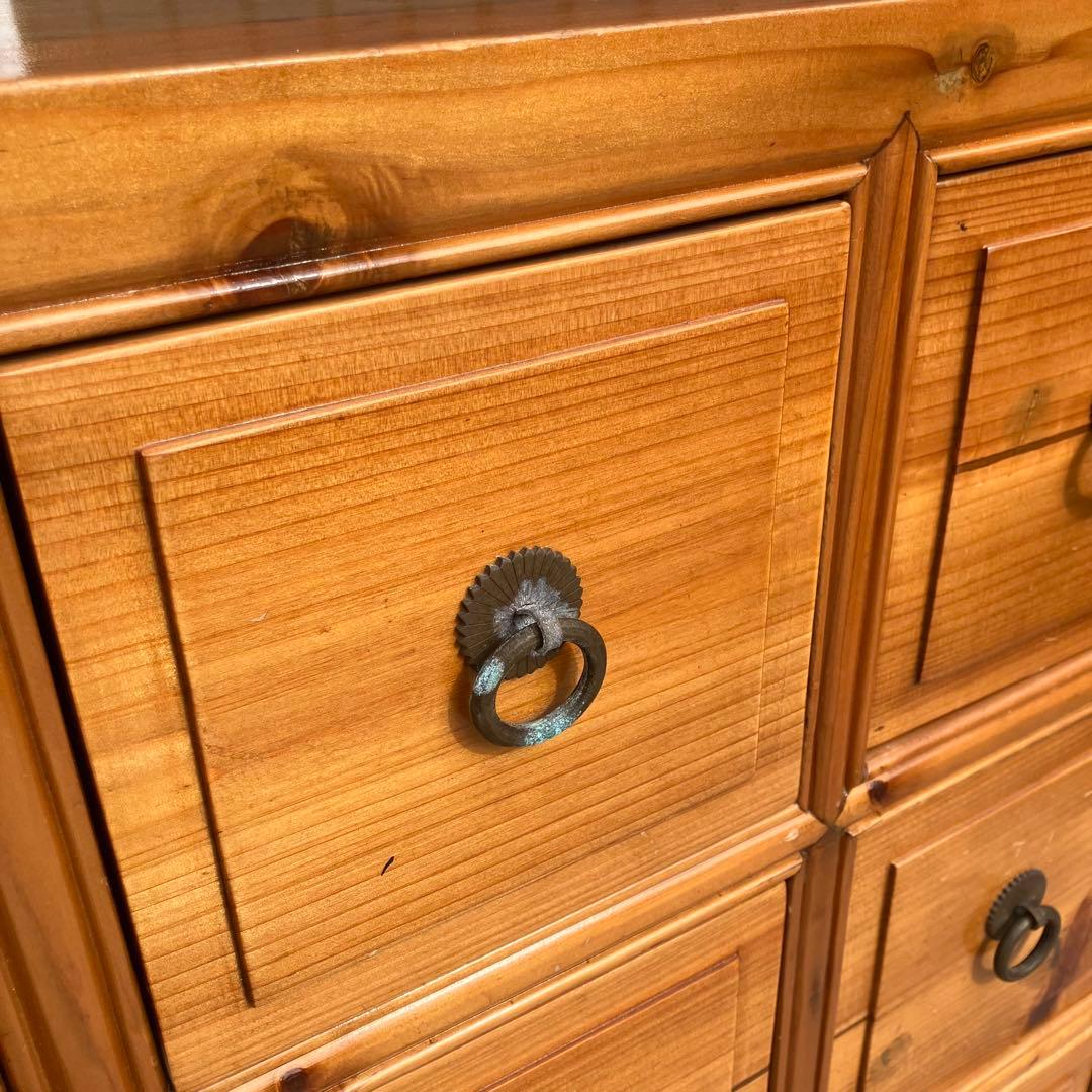 昭和レトロ 中国古典家具 古家具 格子型 木製箪笥 サイドボード 3段9杯