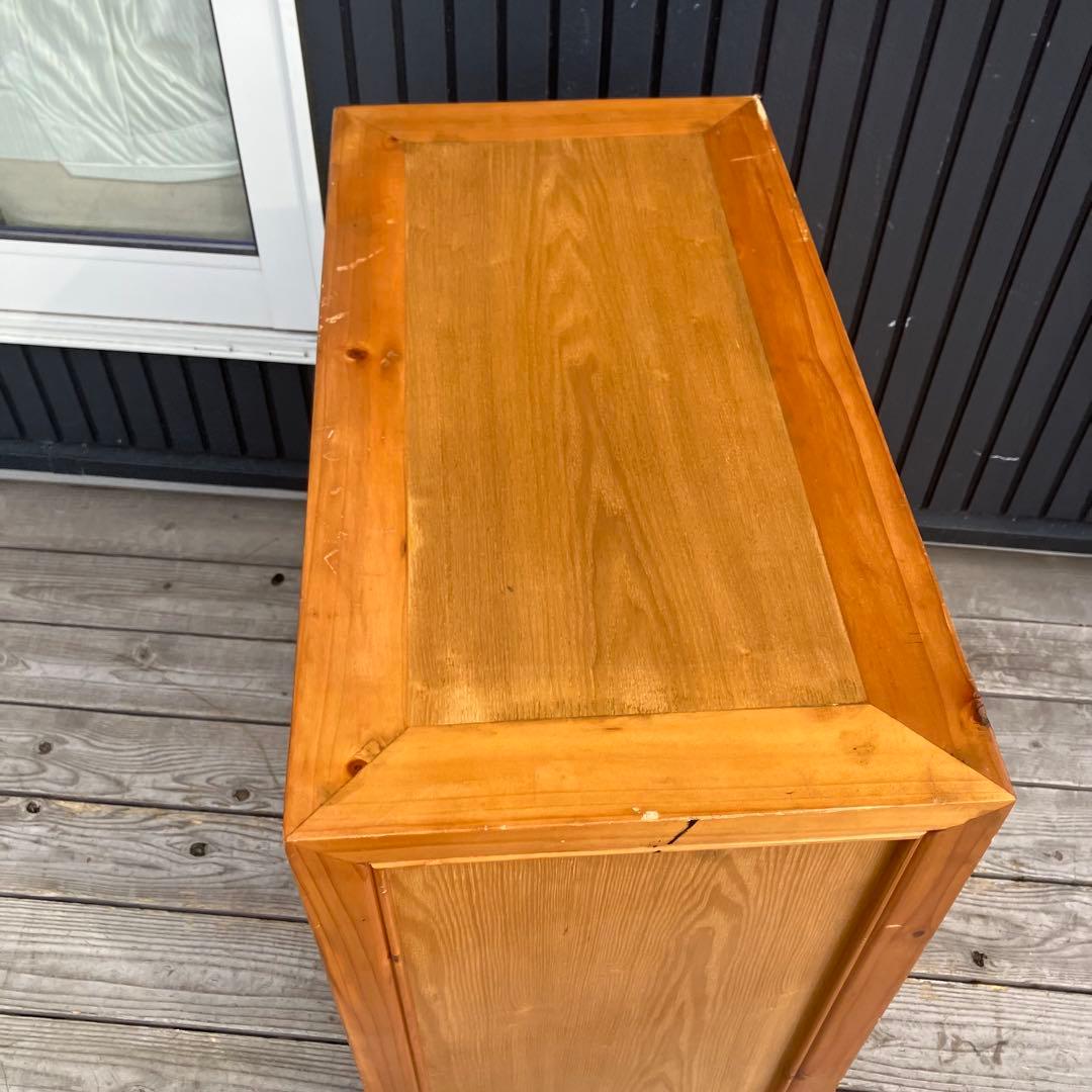 昭和レトロ 中国古典家具 古家具 格子型 木製箪笥 サイドボード 3段9杯