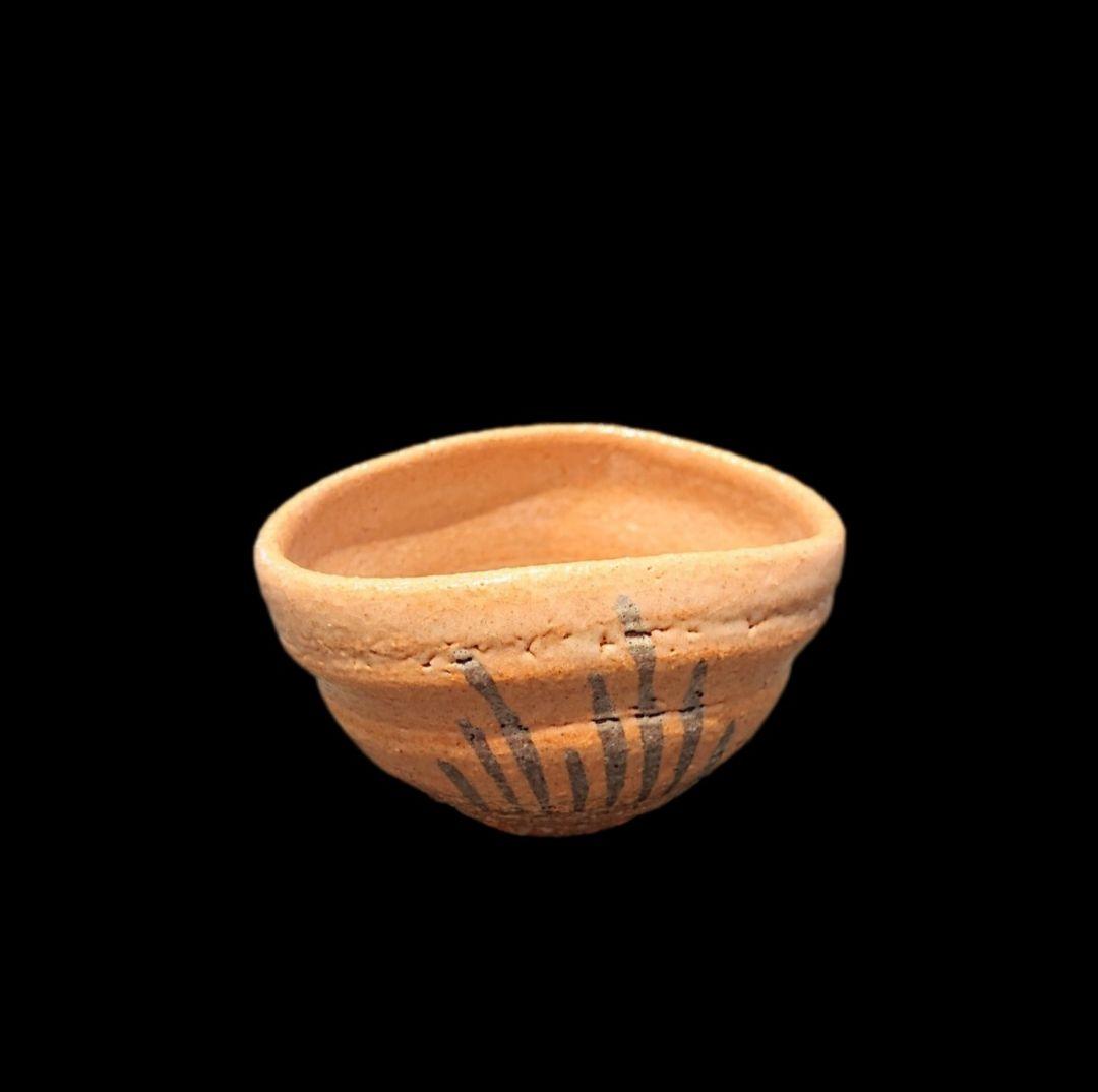 ■唐津焼 巨匠 中里重利 絵唐津沓ぐい呑 共箱、共布、栞三枚揃い 未使用品