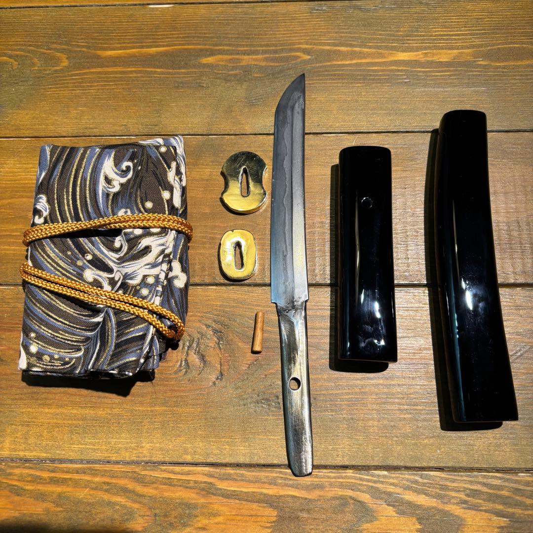 日本刀残欠クラフトナイフNo.76 政常 切先 黒鞘