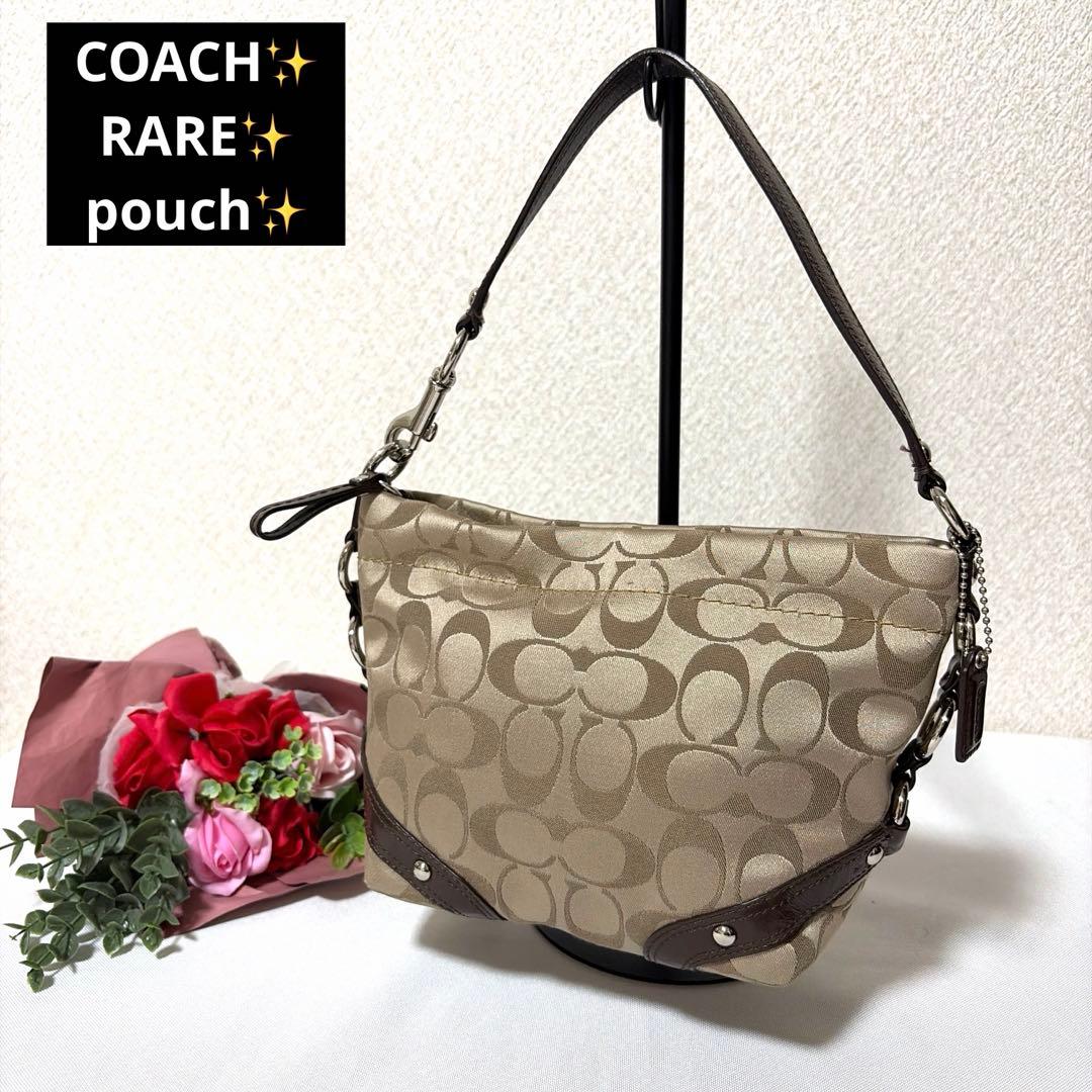 未使用級 COACH コーチ スタッズ アクセサリーポーチ ハンドバッグ