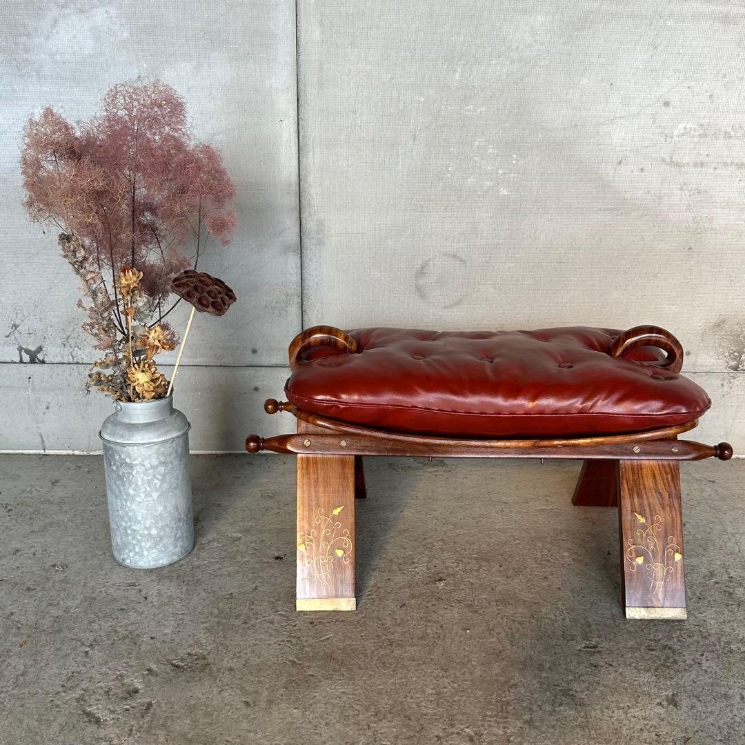 ✿美品✿ キャメルチェア　ラクダスツール ロビー エントランス 玄関 象嵌 金彩