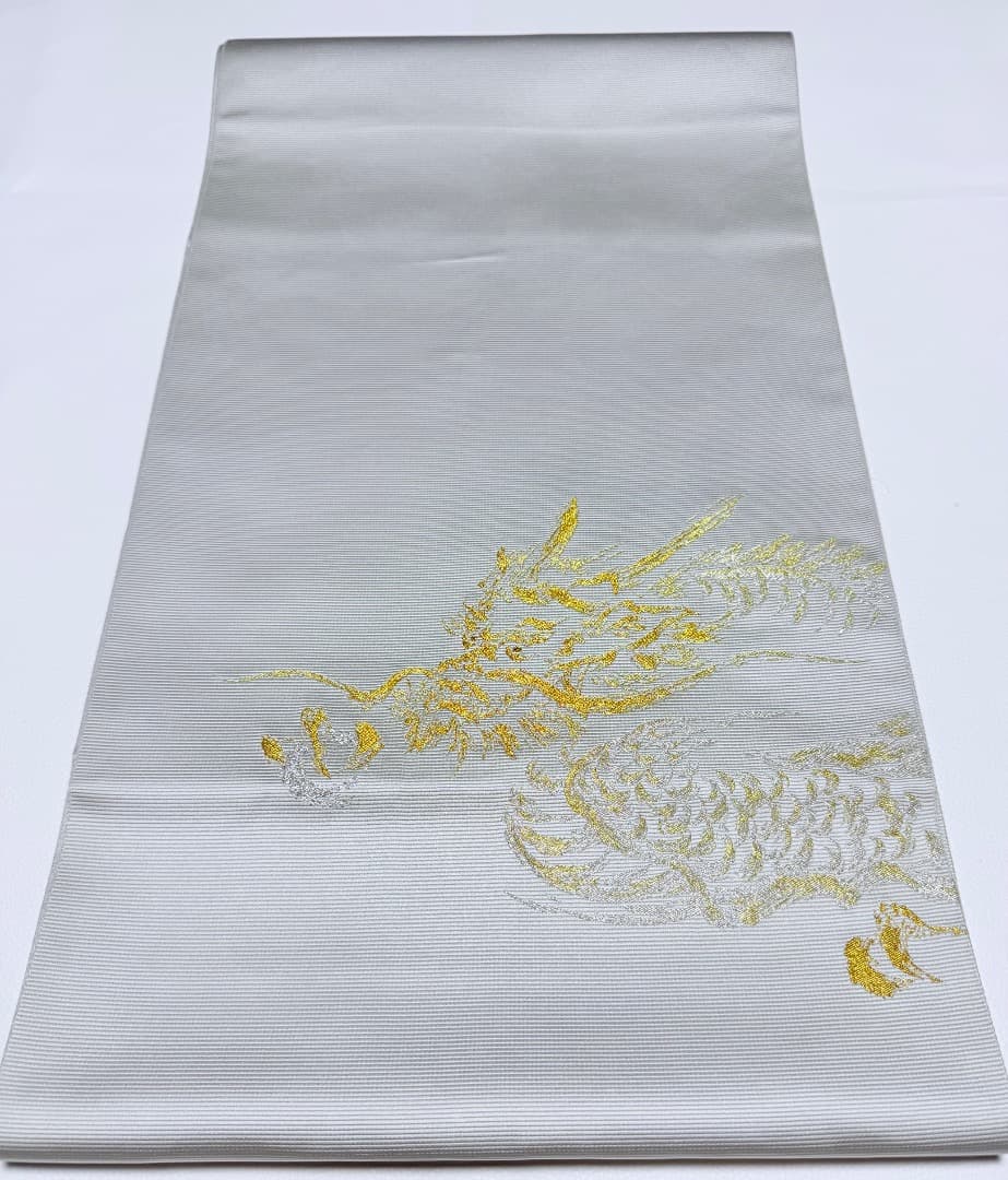 高級 袋帯 正絹 お太鼓柄 となみ織物 となみ帯 落款入 龍 ドラゴン 訪問着