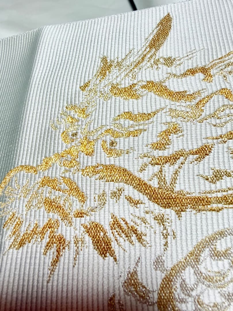 高級 袋帯 正絹 お太鼓柄 となみ織物 となみ帯 落款入 龍 ドラゴン 訪問着