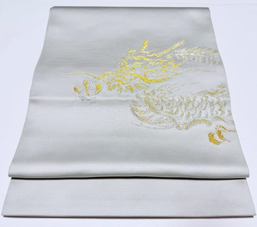 高級 袋帯 正絹 お太鼓柄 となみ織物 となみ帯 落款入 龍 ドラゴン 訪問着