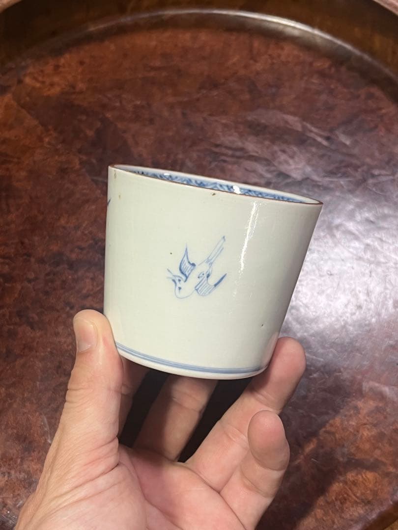 古伊万里　蕎麦猪口　あじさい　鶯　ウグイス　梅　紫陽花　民芸　民藝　青山二郎