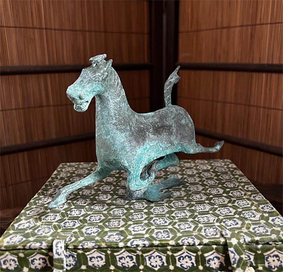 中国美術 古青銅 翔馬 共箱