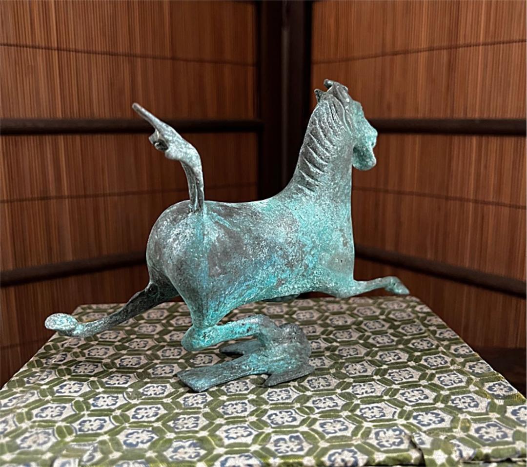 中国美術 古青銅 翔馬 共箱