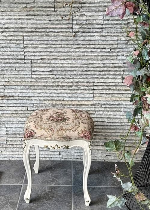 超美品　猫脚　スツール　ロココ　姫系　ファブリック　薔薇