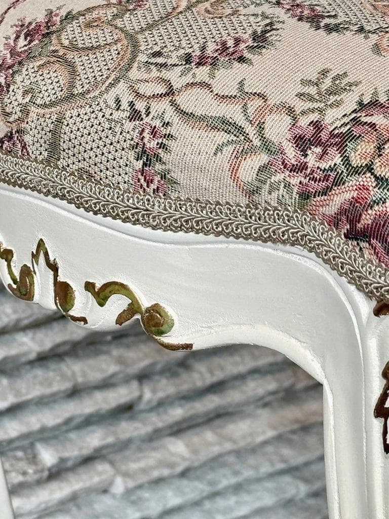 超美品　猫脚　スツール　ロココ　姫系　ファブリック　薔薇