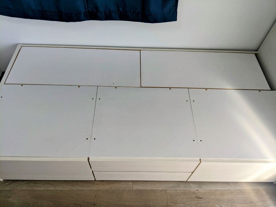 収納付き シングルベッドフレーム ホワイト 引き出し付き