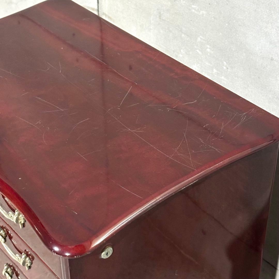 ꧁輸入家具꧂アンティーク調 7段チェスト ワインレッド 猫脚 クラシック収納