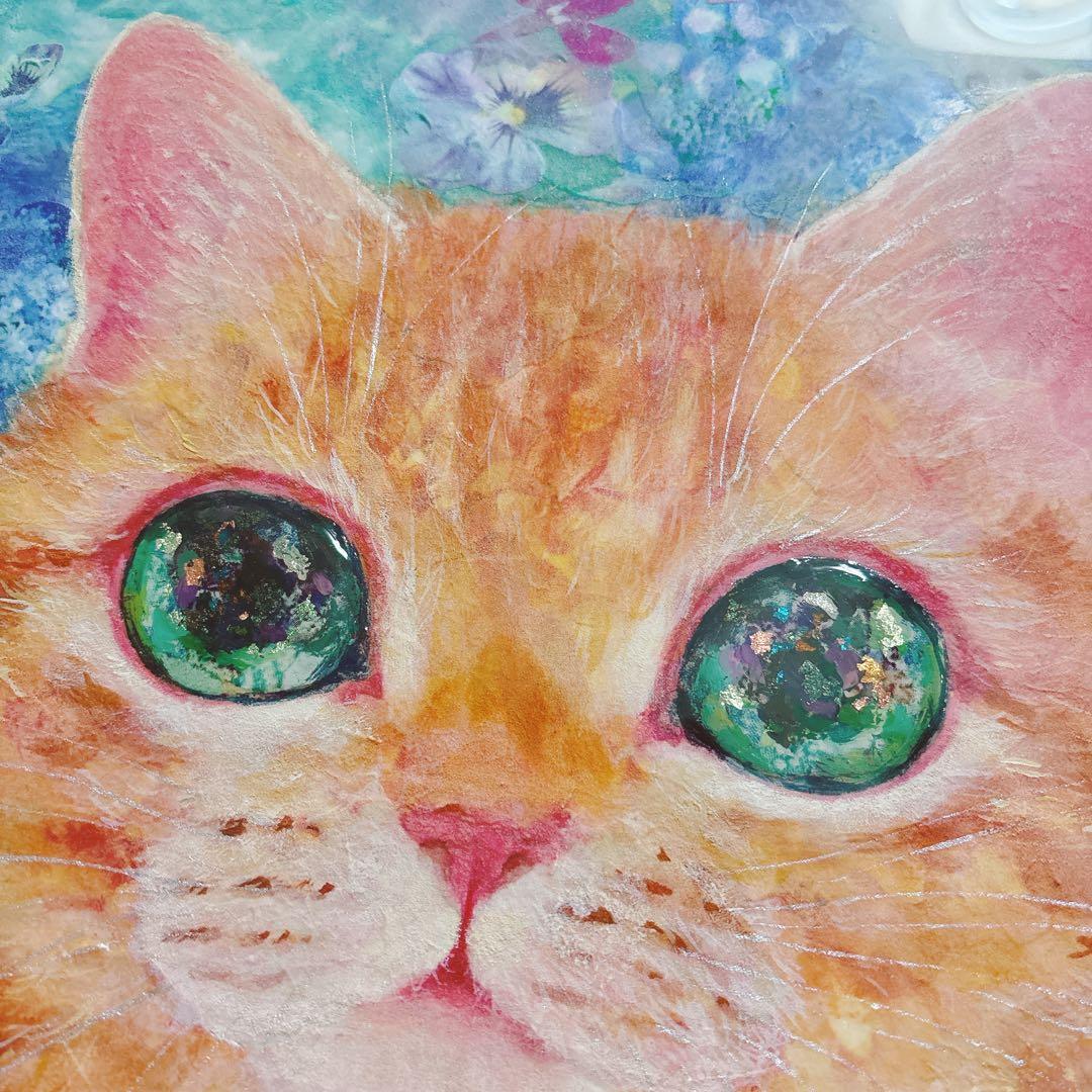 画家・福嶋吾然有さん作　原画　チャトラ　猫　ねこ