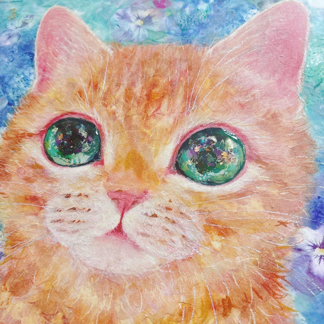 画家・福嶋吾然有さん作　原画　チャトラ　猫　ねこ