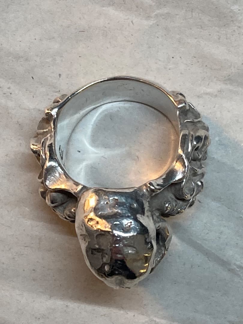 刻印 ごつい 骸骨 スカル ドクロ シルバー 925 リング 骨太 モンスター